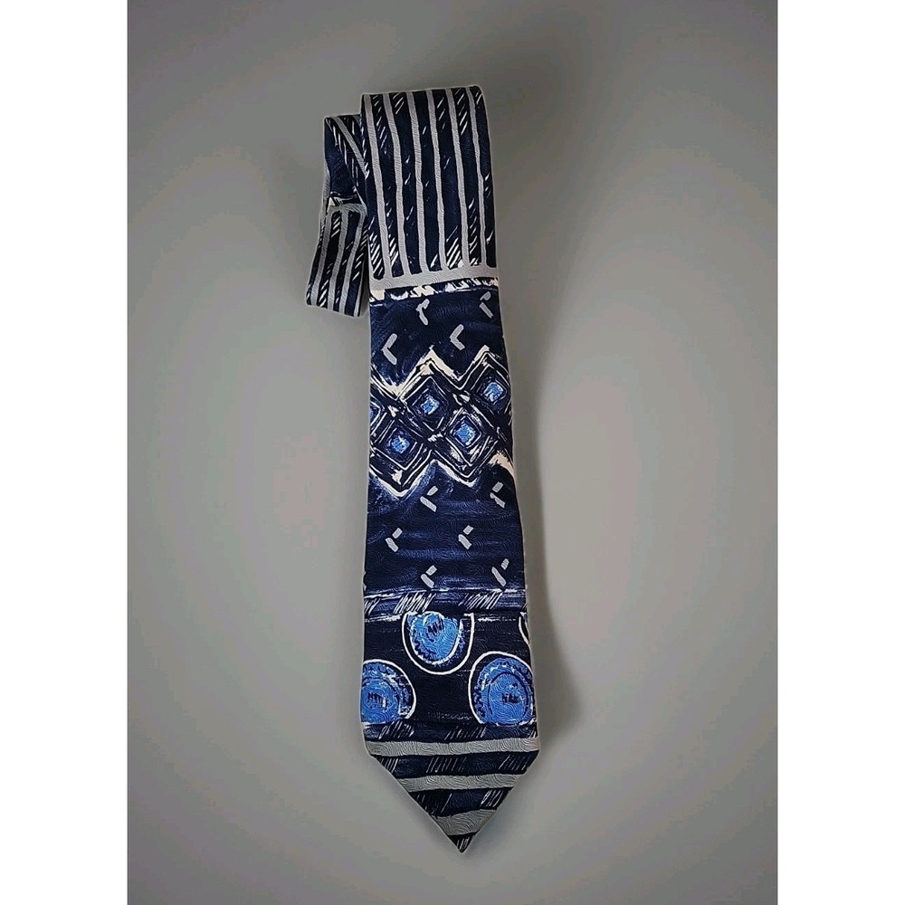 Vintage Guy Laroche Necktie Men's Blue 100% Silk Abstract‎ Art Classic EUC